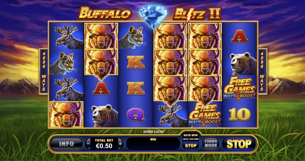 Фріспіни Buffalo Blitz II з Diamond Wild і бонусними символами.