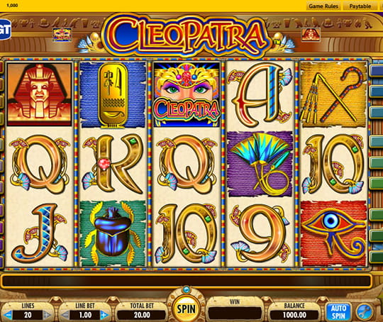 Обкладинка Cleopatra від IGT у єгипетському стилі.