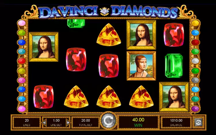 Tumbling Reels і Free Spins у Da Vinci Diamonds.