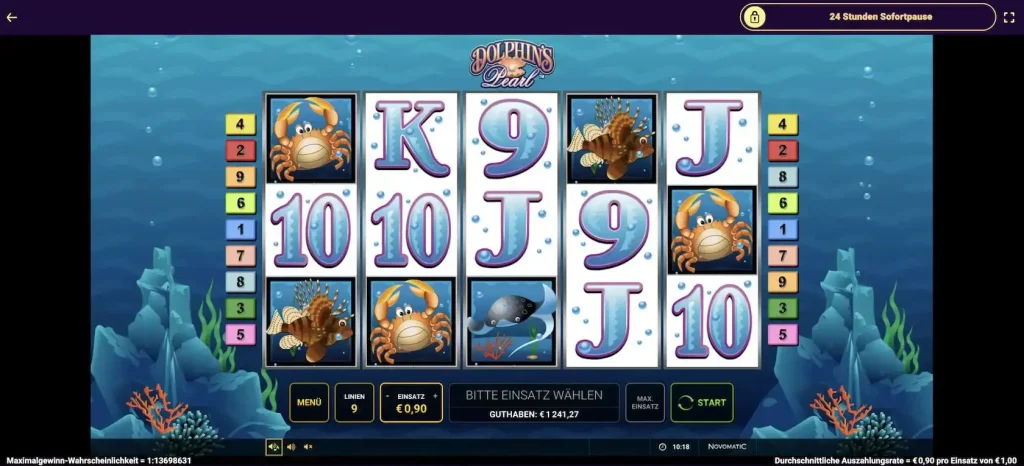 Ігрове поле класичного Dolphin's Pearl від NOVOMATIC.