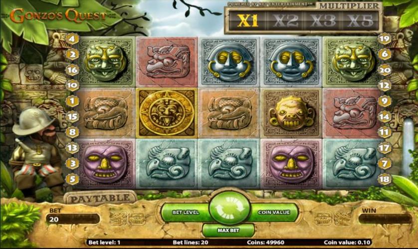 Обкладинка Gonzo's Quest від NetEnt із тематикою Ельдорадо.
