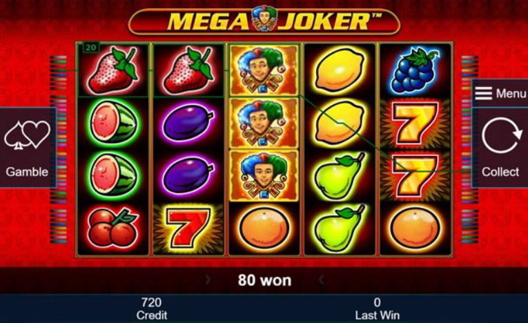 Mega Joker із прогресивним jackpot, елементами ставок і двома ігровими зонами.