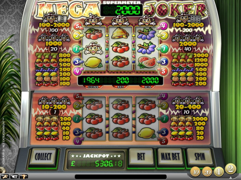 Mega Joker із двома зонами барабанів 3 × 3 та активним Supermeter.