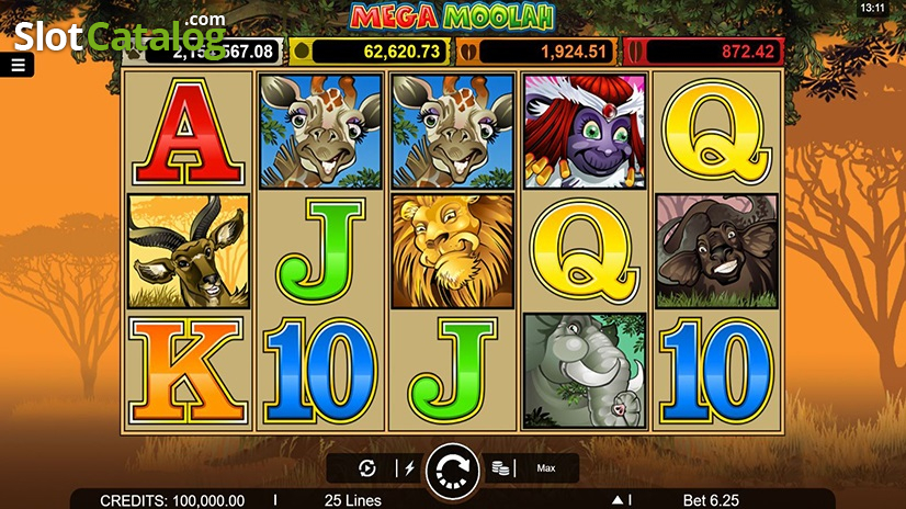 Gameplay de Mega Moolah - Games Global