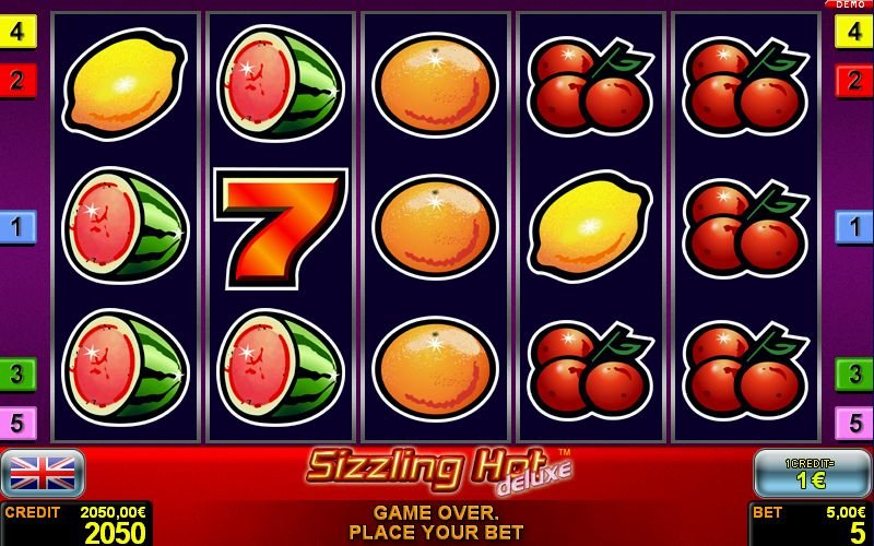 Ігрове поле Sizzling Hot Deluxe 5 × 3 на п’ять ліній.