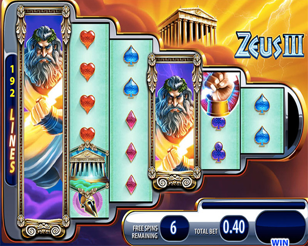 Ігрове поле Zeus III зі ступінчастими барабанами.