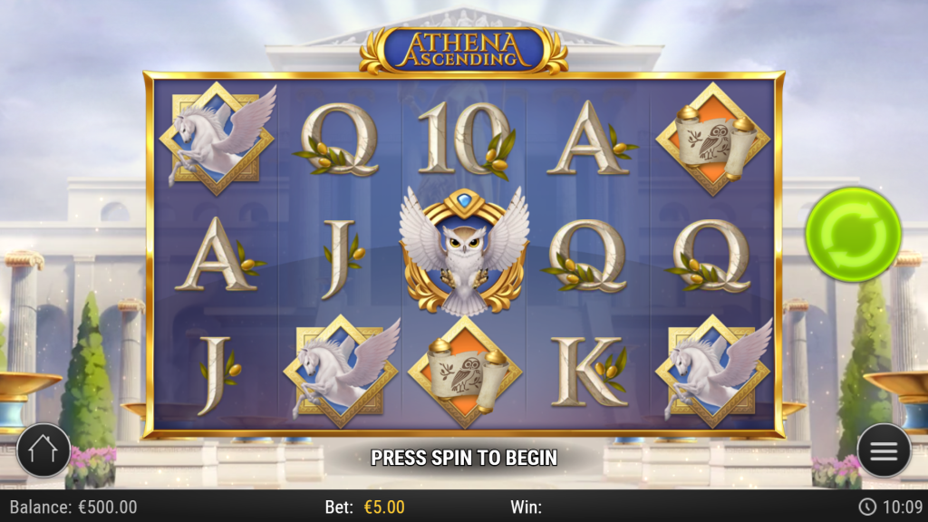 Геймплей автомата Athena Ascending з символами та полем