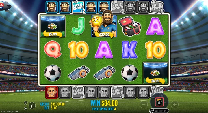 Big Bass Football Bonanza: синій Wild x2 і рибки під час фріспінів
