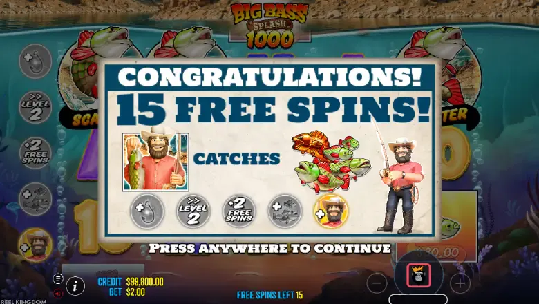 Big Bass Splash 1000: отримання п’ятнадцяти Free Spins