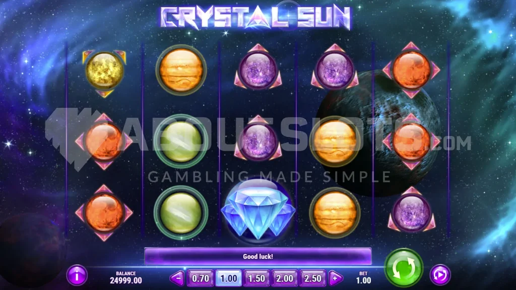 Ігровий екран Crystal Sun з барабанами та символами