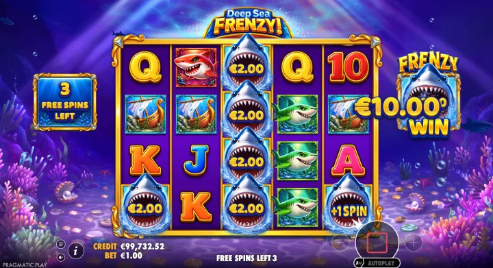Deep Sea Frenzy: бонусний екран із додатковим обертанням та колектором