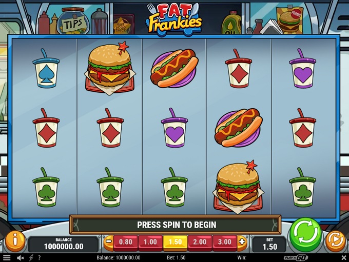 Ігрове поле Fat Frankies з барабанами й символами фастфуду
