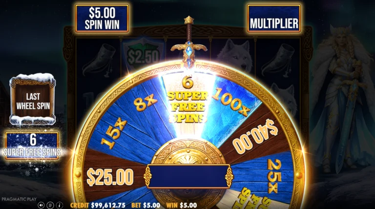 Знімок Freya 1000 Wheel Spin feature showing prize wheel