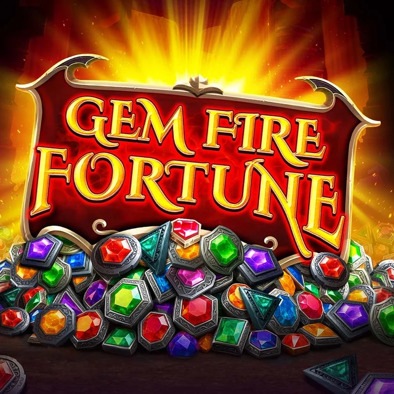 Gem Fire Fortune: логотип на тлі коштовностей