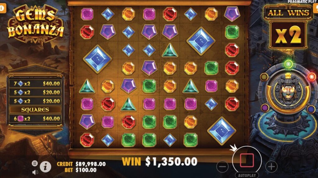Gems Bonanza - Gold Fever, множник x2 ігрове поле 8 на 8