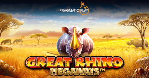 Great Rhino Megaways від Pragmatic Play на тлі африканської савани