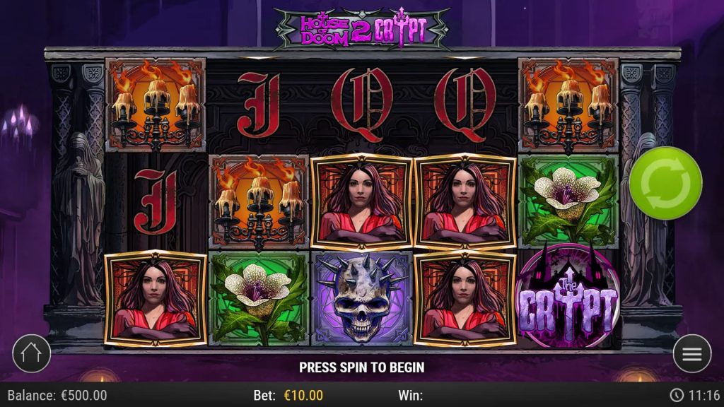 Геймплей автомата House of Doom 2: The Crypt з символами та полем