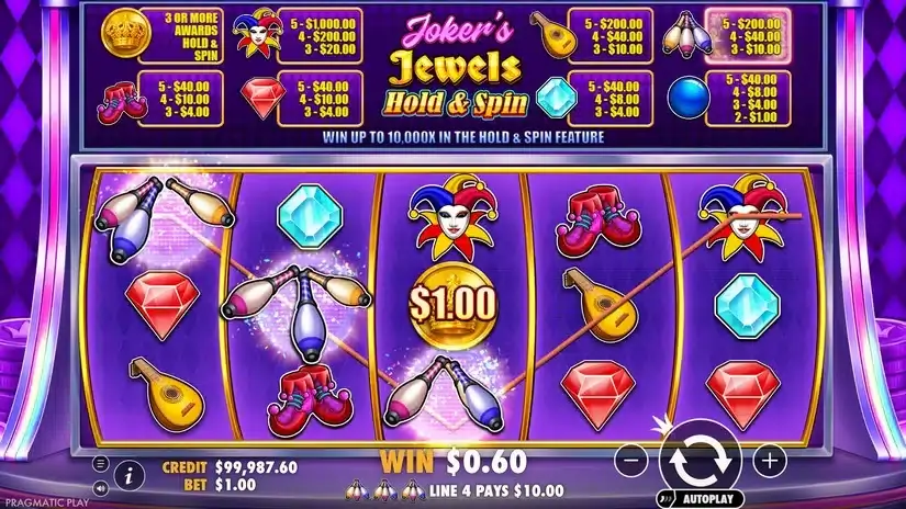 Кадр Joker’s Jewels Hold & Spin із монетою у грі Joker’s Jewels Hold & Spin
