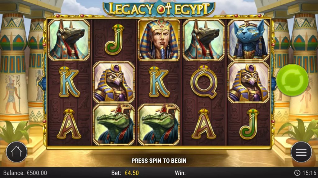 Ігровий екран Legacy of Egypt із символами та полем
