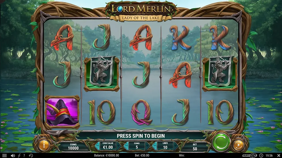 Ігрове поле Lord Merlin and The Lady of The Lake від Play’n GO