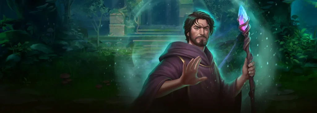 Merlin's Grimoire slot cover from exact-title page