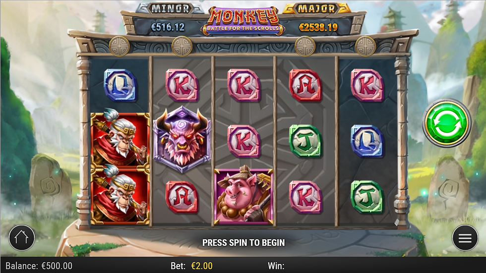Ігровий екран Monkey: Battle for the Scrolls від Play’n GO