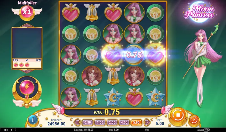 Moon Princess від Play’n GO: базове поле 5×5 та принцеса праворуч
