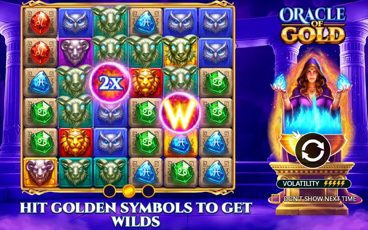 Екран Oracle of Gold із символом Wild у слоті Oracle of Gold