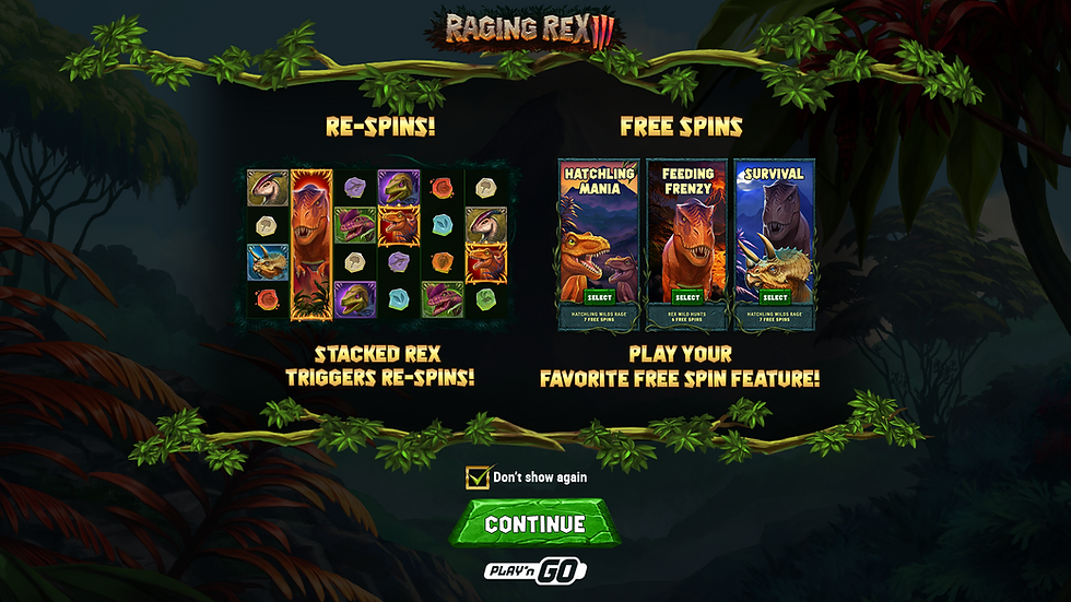 Raging Rex 3: меню вибору Feeding Frenzy Hatchling Mania Survival