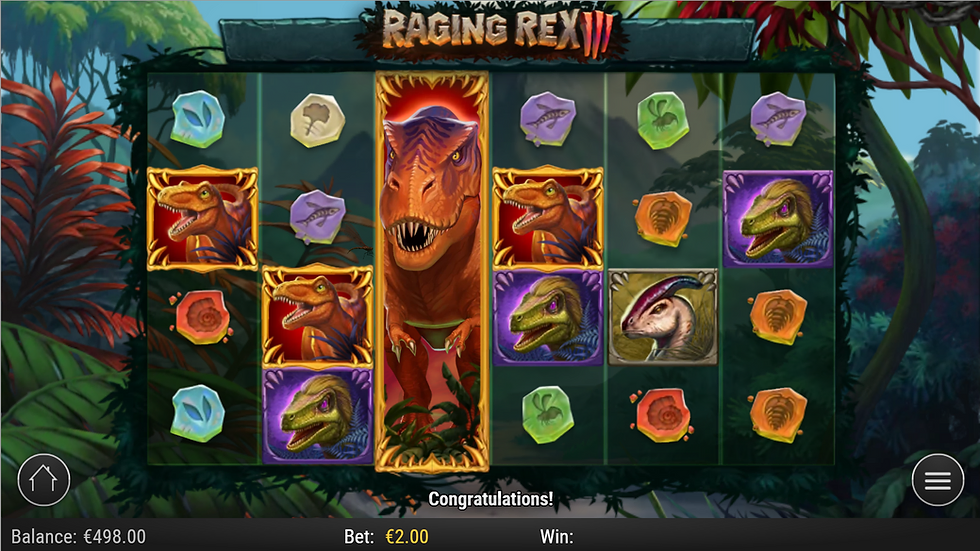 Raging Rex 3: великий Stacked Wild на барабані в режимі повторних спінів