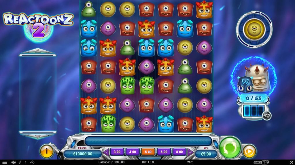 Reactoonz 2: офіційний екран 7 на 7 з двома лічильниками