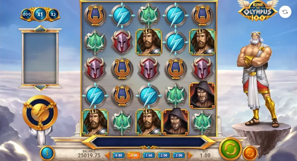 Rise of Olympus 100: ігрове поле та лічильник множника