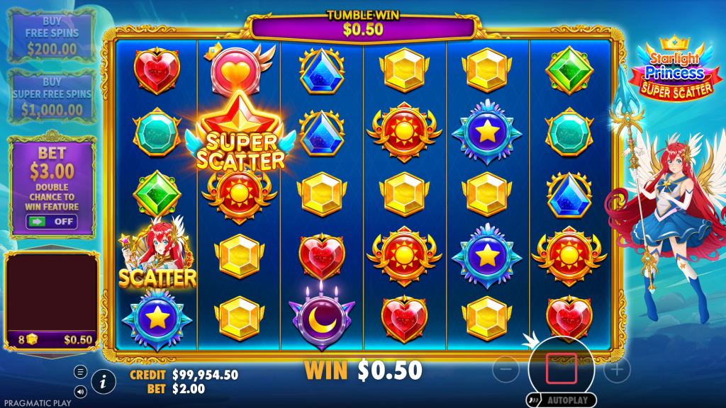Starlight Princess Super Scatter: спеціальна зірка і звичайний Scatter