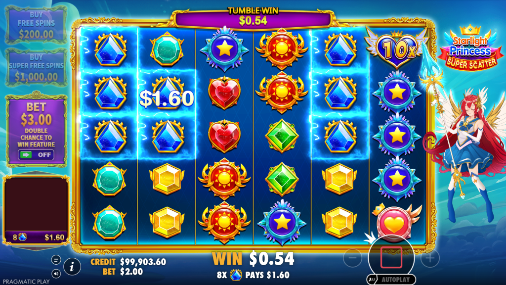Starlight Princess Super Scatter: бонусний множник на полі