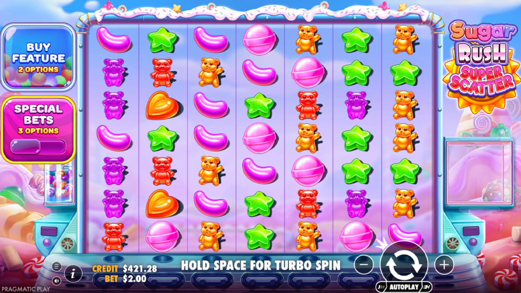 Поле Sugar Rush Super Scatter з цукерками у грі Sugar Rush Super Scatter