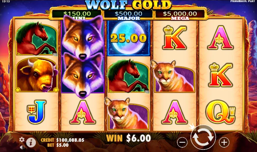 Wolf Gold від Pragmatic Play, барабани з вовками та символами природи