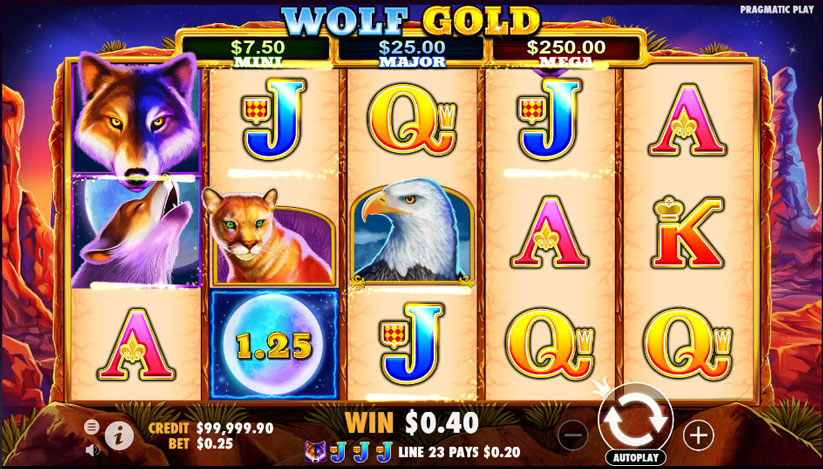 Ігрове поле Wolf Gold з 25 платіжними лініями