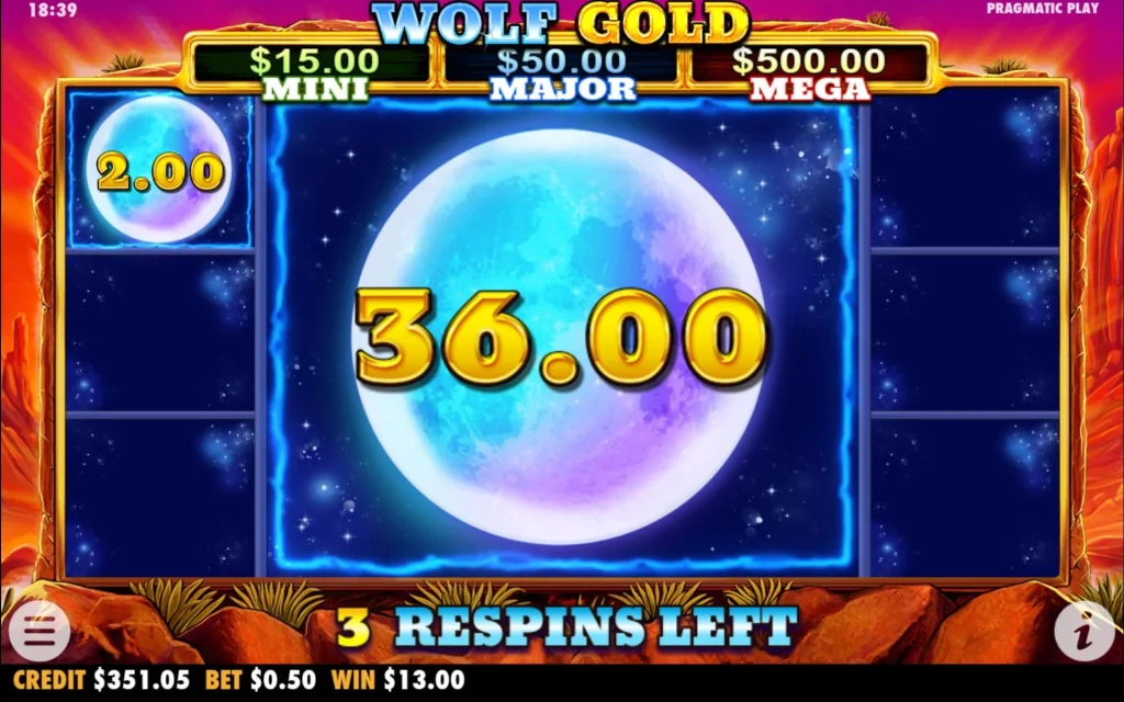 Wolf Gold, грошові символи у бонусному режимі Money Respins