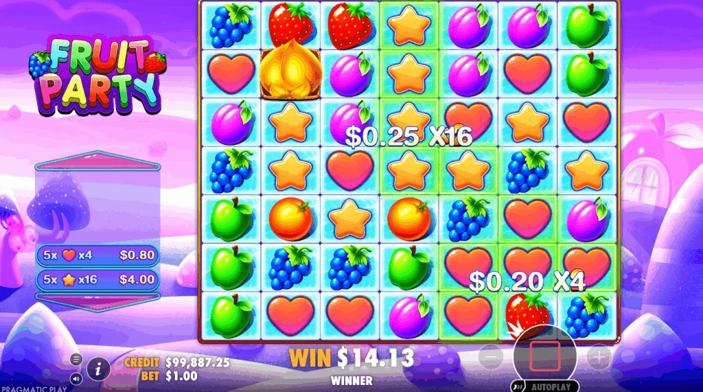 Фріспіни Fruit Party з фруктовими символами і множниками