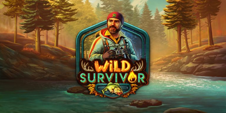 Обкладинка Wild Survivor: мандрівник із біноклем, озеро та назва гри